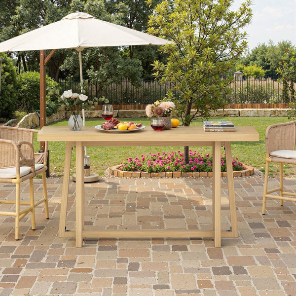 English Elm 59.84'' Console Table with Sturdy Construction and Weather-Resistant Finish for Entryway, Patio, Hallway Natural W757P246484