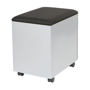 OSP Home Furnishings Mobile File Cabinet with Padded Seat Locking Drawers and Casters for Home Office Use BXPMC22BF-SV