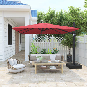English Elm 11Ft Square Cantilever Patio Umbrella In Vibrant Red - Easy Operation, Upf50+ Protection, Versatile Shade T3609P347435