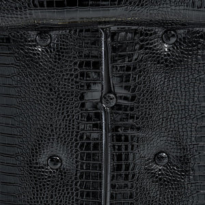 English Elm A Set of 2 Crocodile Embossed Pvc Barstools with Crystal Clasp Detail for Home Bars Black W3875P383116