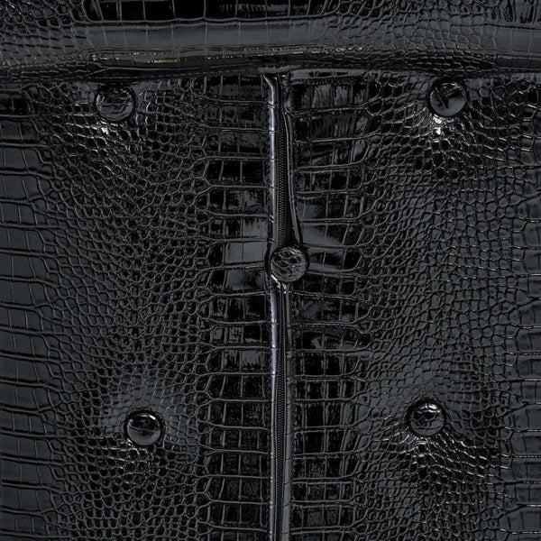 English Elm A Set of 2 Crocodile Embossed Pvc Barstools with Crystal Clasp Detail for Home Bars Black W3875P383116