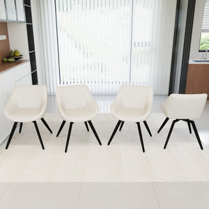 English Elm A Set of 4 Mid-century Pu Leather Dining Chairs with Black Metal Legs W2189S00273