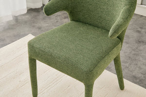 English Elm Modern Chenille Linen Accent Chair Sculptural Hollow Back Swivel Seat for Dining Vanity Green W3493P456222
