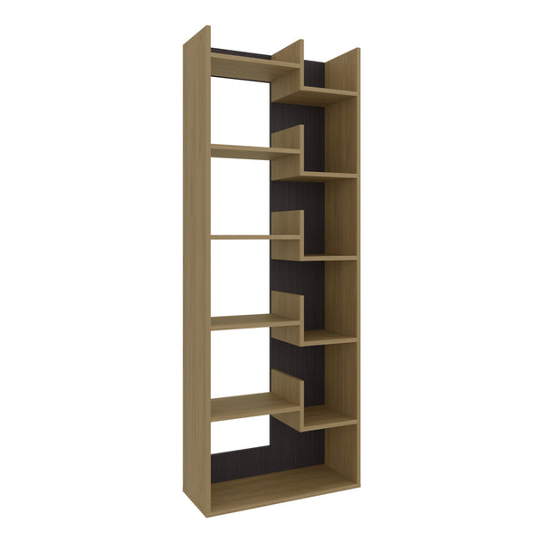 English Elm Bookcase, 11-Shelf Engineered Wood Organizer with Modern Oak & Wenge Finish, Durable, Eco-Friendly Storage Solution Natural Wood 68.5 L x 14.96 W x 5.51 H B097P296823