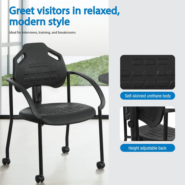 OSP Home Furnishings Guest Chair with Urethane Shell Lumbar Support and Casters for Office Reception Areas KH81392