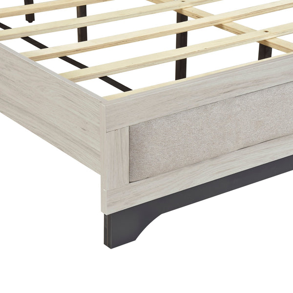 English Elm Contemporary Plush Upholstered Two-Tone Platform Twin Bed with Padded Headboard and Footboard, Sturdy Modern Frame Gray,White Oak 45.5 L x 31 W x 7 H B011S01822