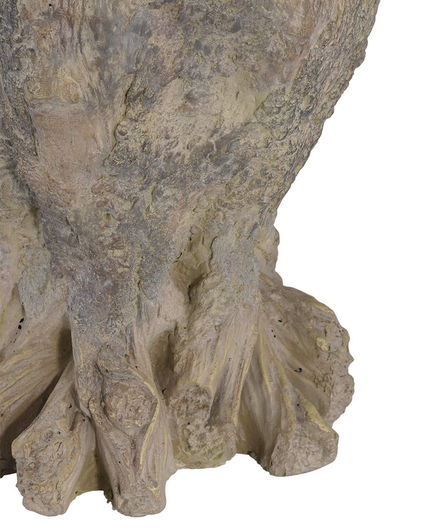 Currey & Company Old Growth Faux Bois Fiber Cement Stump Planter Sculpted Bark Antique Finish Outdoor Medium 2200-0052