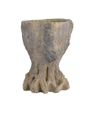Currey & Company Old Growth Faux Bois Fiber Cement Stump Planter Sculpted Bark Antique Finish Outdoor Medium 2200-0052