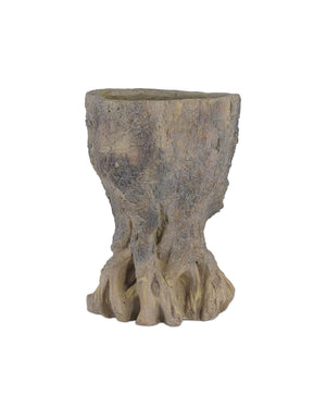 Currey & Company Old Growth Faux Bois Fiber Cement Stump Planter Sculpted Bark Antique Finish Outdoor Small 2200-0053