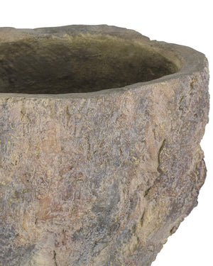 Currey & Company Old Growth Faux Bois Fiber Cement Stump Planter Sculpted Bark Antique Finish Outdoor Small 2200-0053