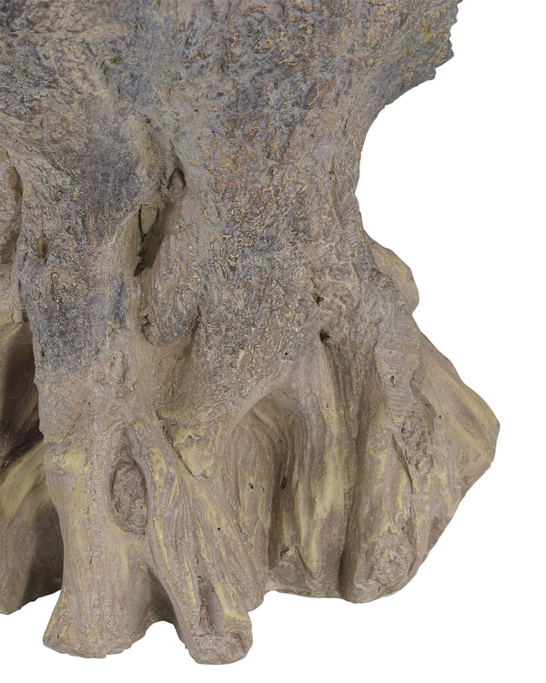 Currey & Company Old Growth Faux Bois Fiber Cement Stump Planter Sculpted Bark Antique Finish Outdoor Small 2200-0053