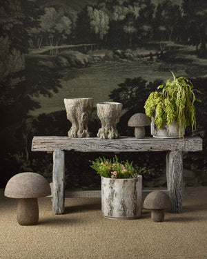 Currey & Company Faux Birch Bark Fiber Cement Planter with Raised Veining for Indoor or Patio Use 2200-0054