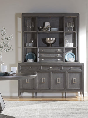 Lexington Artistica Home Appellation Buffet - Elegant White Oak Design With Brushed Nickel Accents & Ample Storage Solutions Gray Wood 2200-852