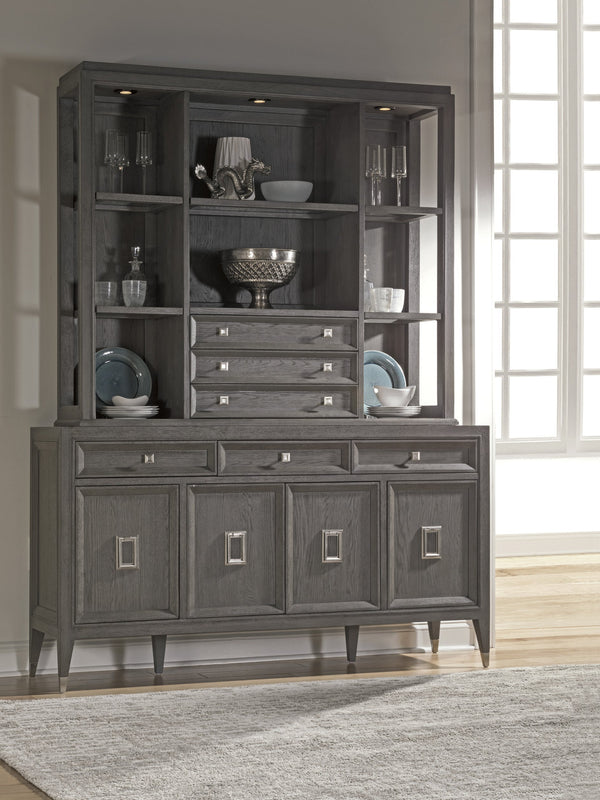 Lexington Artistica Home Appellation Buffet - Elegant White Oak Design With Brushed Nickel Accents & Ample Storage Solutions Gray Wood 2200-852