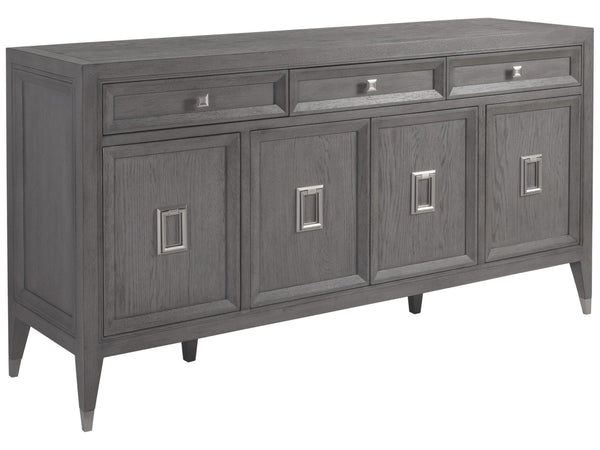 Lexington Artistica Home Appellation Buffet - Elegant White Oak Design With Brushed Nickel Accents & Ample Storage Solutions Gray Wood 2200-852