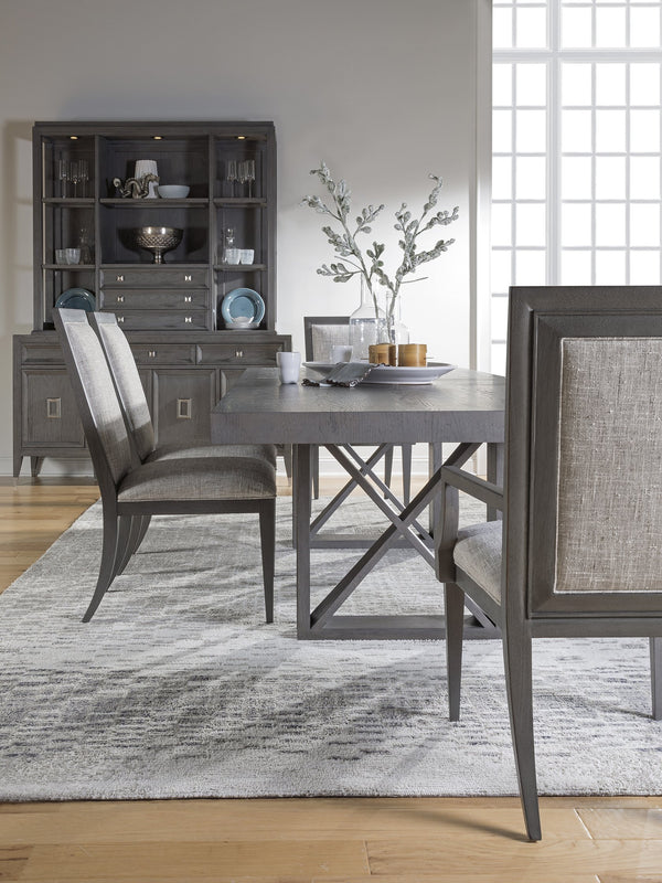 Lexington Artistica Home Appellation Dining Table - Elegant White Oak Design With Misty Gray Finish And Unique Metal Accents Gray Wood 2200-877