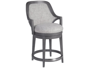 Lexington Artistica Home Appellation Upholstered Swivel Stool With Elegant Gray Finish And Stain-resistant Berkshire Fabric Gray Wood 2200-895-01