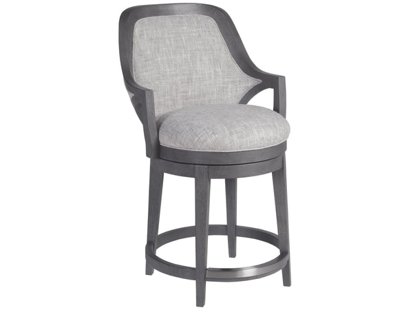 Lexington Artistica Home Appellation Upholstered Swivel Stool With Elegant Gray Finish And Stain-resistant Berkshire Fabric Gray Wood 2200-895-01