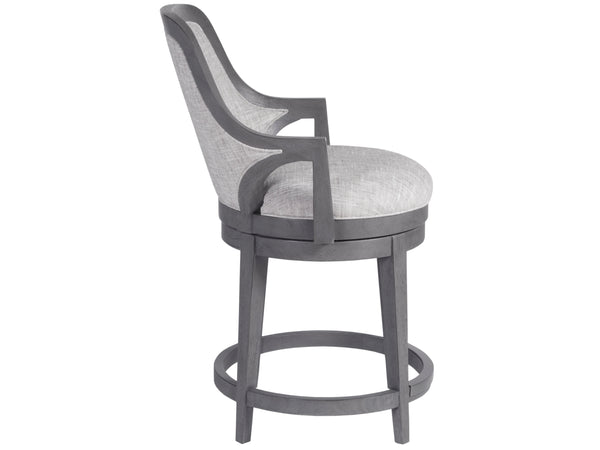Lexington Artistica Home Appellation Upholstered Swivel Stool With Elegant Gray Finish And Stain-resistant Berkshire Fabric Gray Wood 2200-895-01