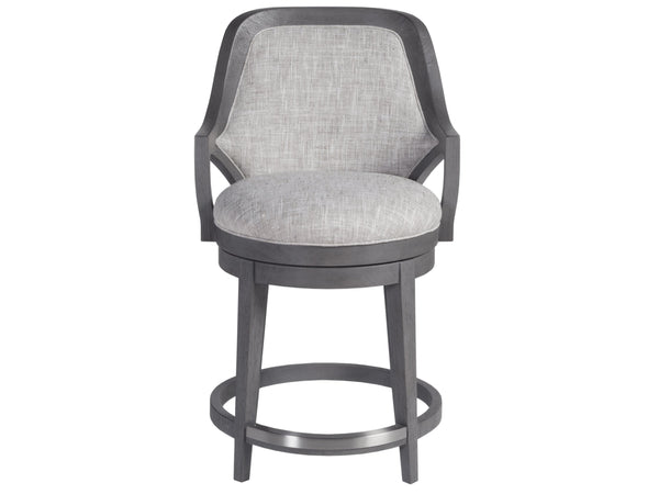 Lexington Artistica Home Appellation Upholstered Swivel Stool With Elegant Gray Finish And Stain-resistant Berkshire Fabric Gray Wood 2200-895-01