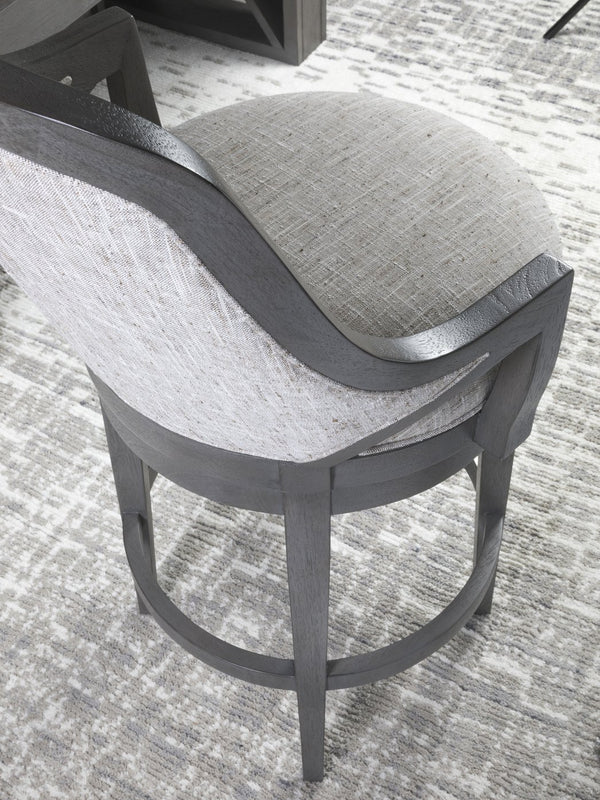 Lexington Artistica Home Appellation Upholstered Swivel Stool With Elegant Gray Finish And Stain-resistant Berkshire Fabric Gray Wood 2200-896-01