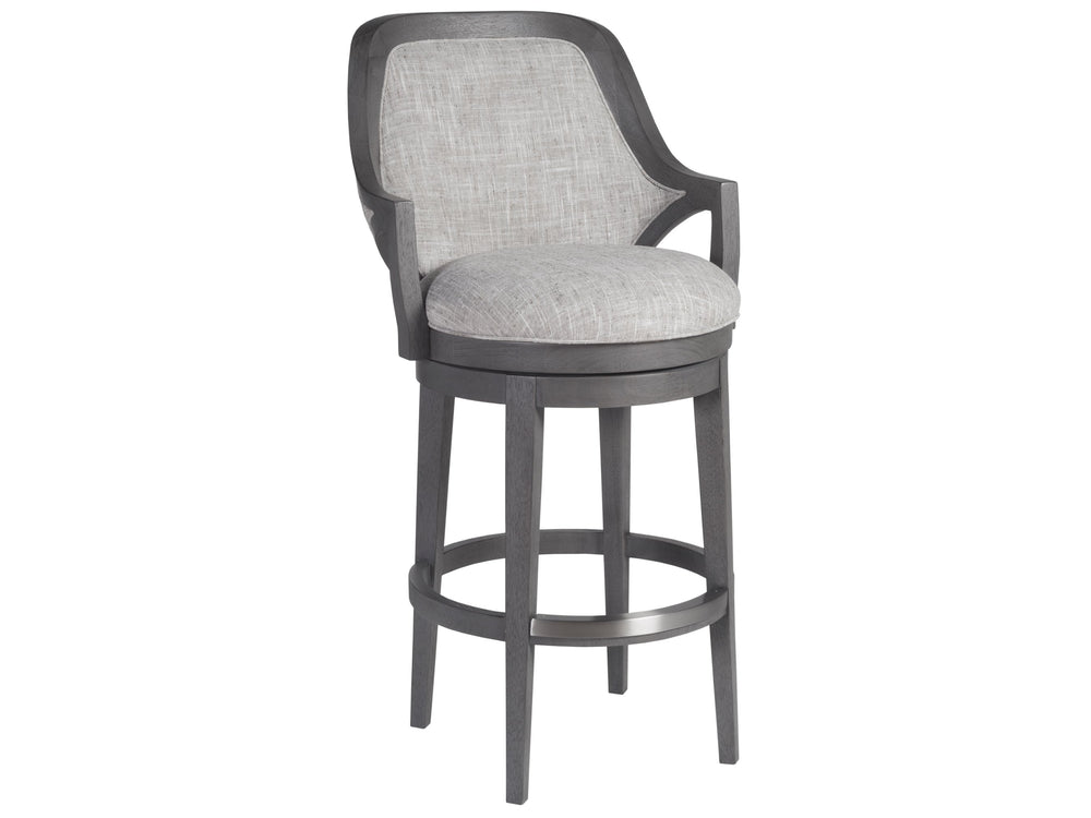 Lexington Artistica Home Appellation Upholstered Swivel Stool With Elegant Gray Finish And Stain-resistant Berkshire Fabric Gray Wood 2200-896-01