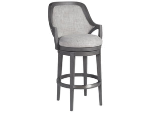 Lexington Artistica Home Appellation Upholstered Swivel Stool With Elegant Gray Finish And Stain-resistant Berkshire Fabric Gray Wood 2200-896-01