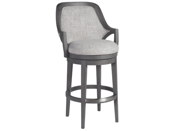 Lexington Artistica Home Appellation Upholstered Swivel Stool With Elegant Gray Finish And Stain-resistant Berkshire Fabric Gray Wood 2200-896-01