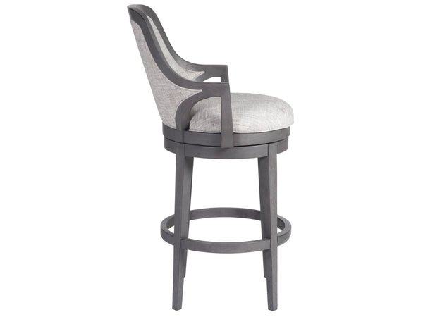 Lexington Artistica Home Appellation Upholstered Swivel Stool With Elegant Gray Finish And Stain-resistant Berkshire Fabric Gray Wood 2200-896-01