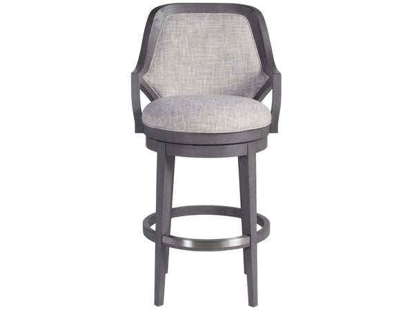 Lexington Artistica Home Appellation Upholstered Swivel Stool With Elegant Gray Finish And Stain-resistant Berkshire Fabric Gray Wood 2200-896-01