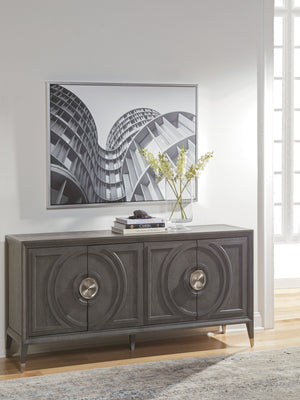 Lexington Artistica Home Appellation Media Console - Elegant White Oak Design With Brushed Nickel Accents For Luxury Living Gray Wood 2200-907