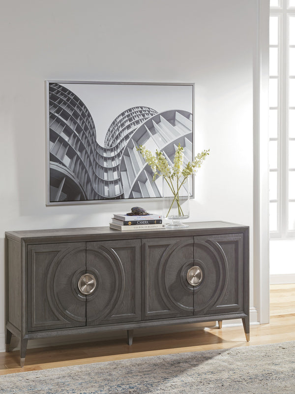 Lexington Artistica Home Appellation Media Console - Elegant White Oak Design With Brushed Nickel Accents For Luxury Living Gray Wood 2200-907