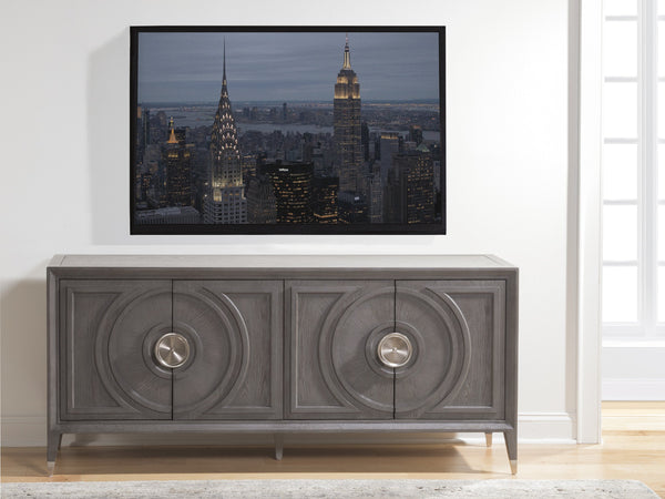 Lexington Artistica Home Appellation Media Console - Elegant White Oak Design With Brushed Nickel Accents For Luxury Living Gray Wood 2200-907