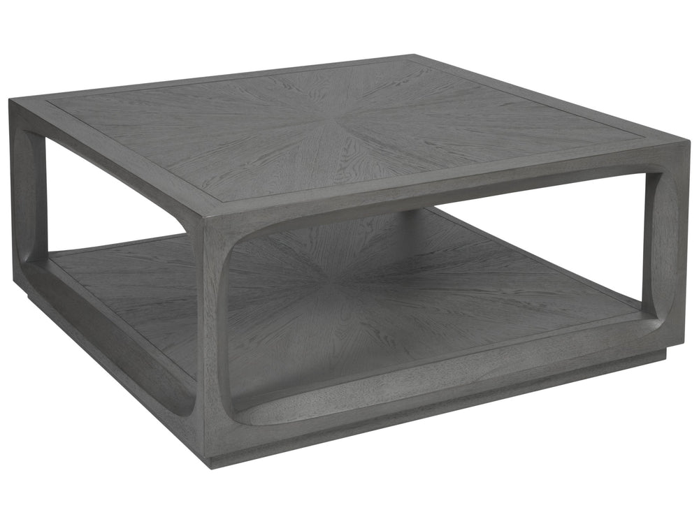 Lexington Artistica Home Appellation Cocktail Table – Elegant White Oak Design With Glass Top And Hidden Storage Drawers Gray Wood 2200-947