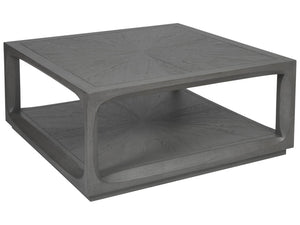 Lexington Artistica Home Appellation Cocktail Table – Elegant White Oak Design With Glass Top And Hidden Storage Drawers Gray Wood 2200-947