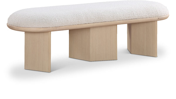 Wilshire Cream Boucle Fabric Bench 22004Cream Meridian Furniture