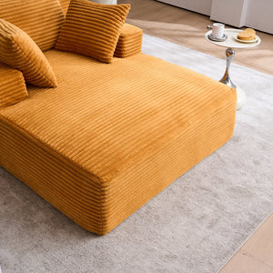 English Elm Oversized Corduroy Chaise Longue Sofa Bed — Modern Deep-Seat Sleeper with Armrests & Pillows for Compact Spaces Orange W1752P264714