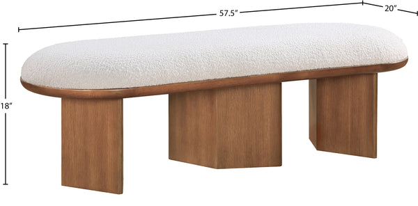 Wilshire Cream Boucle Fabric Bench 22006Cream Meridian Furniture