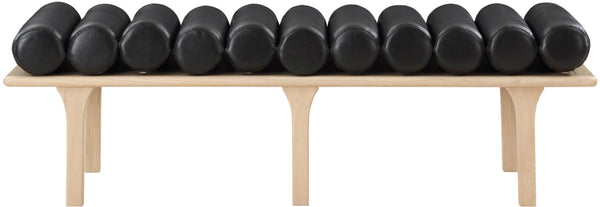 Landon Black Vegan Leather Bench 22007Black Meridian Furniture