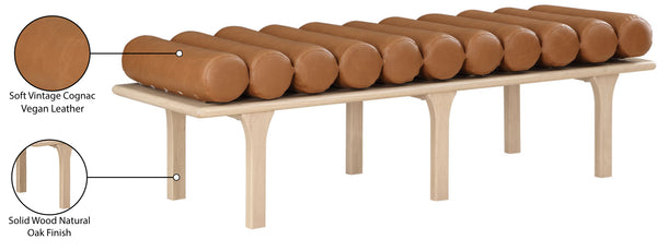 Landon Cognac Vegan Leather Bench 22007Cognac Meridian Furniture