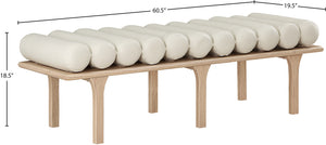 Landon Cream Vegan Leather Bench 22007Cream Meridian Furniture