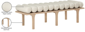 Landon Cream Vegan Leather Bench 22007Cream Meridian Furniture