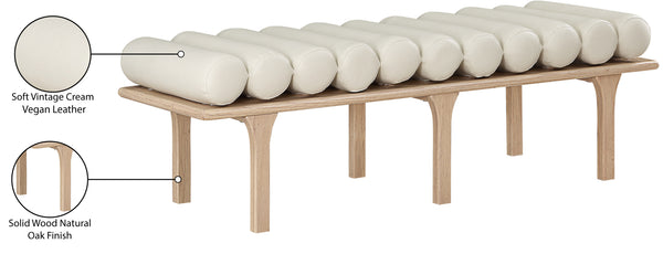 Landon Cream Vegan Leather Bench 22007Cream Meridian Furniture