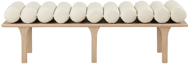 Landon Cream Vegan Leather Bench 22007Cream Meridian Furniture