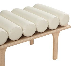 Landon Cream Vegan Leather Bench 22007Cream Meridian Furniture