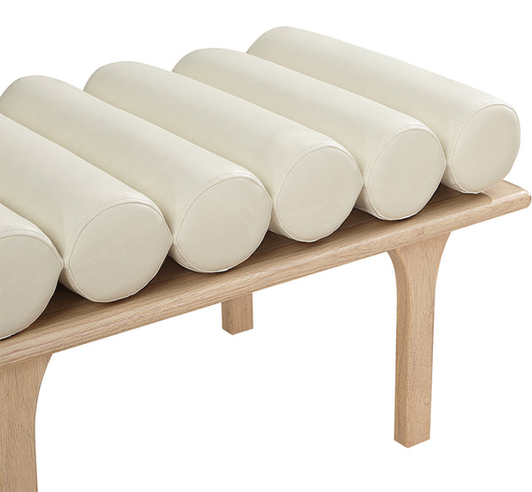 Landon Cream Vegan Leather Bench 22007Cream Meridian Furniture