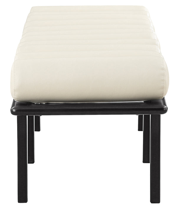 Landon Cream Vegan Leather Bench 22008Cream Meridian Furniture
