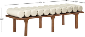 Landon Cream Vegan Leather Bench 22009Cream Meridian Furniture