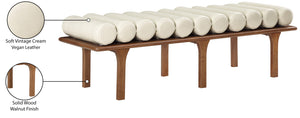 Landon Cream Vegan Leather Bench 22009Cream Meridian Furniture