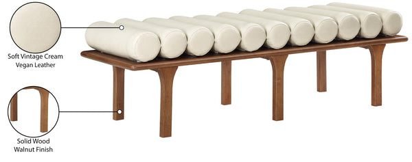 Landon Cream Vegan Leather Bench 22009Cream Meridian Furniture